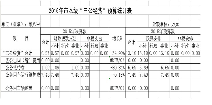 2016年市本级“三公经费”预算统计表(2016)