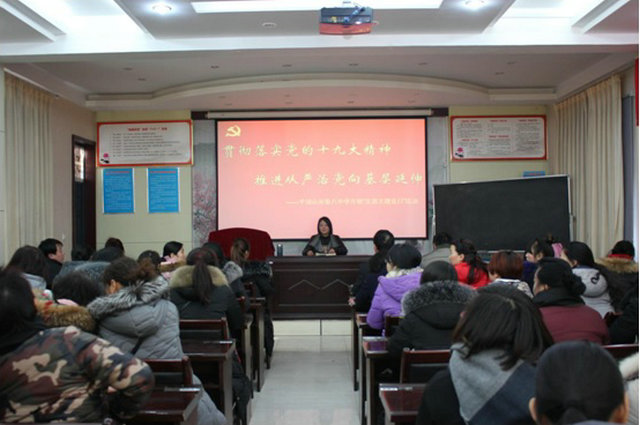 市八中开展“贯彻落实党的十九大精神，推进全面从严治党向基层延伸”主题党日活动