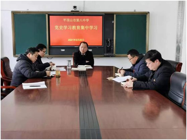 市八中党委进行党史学习教育集中学习